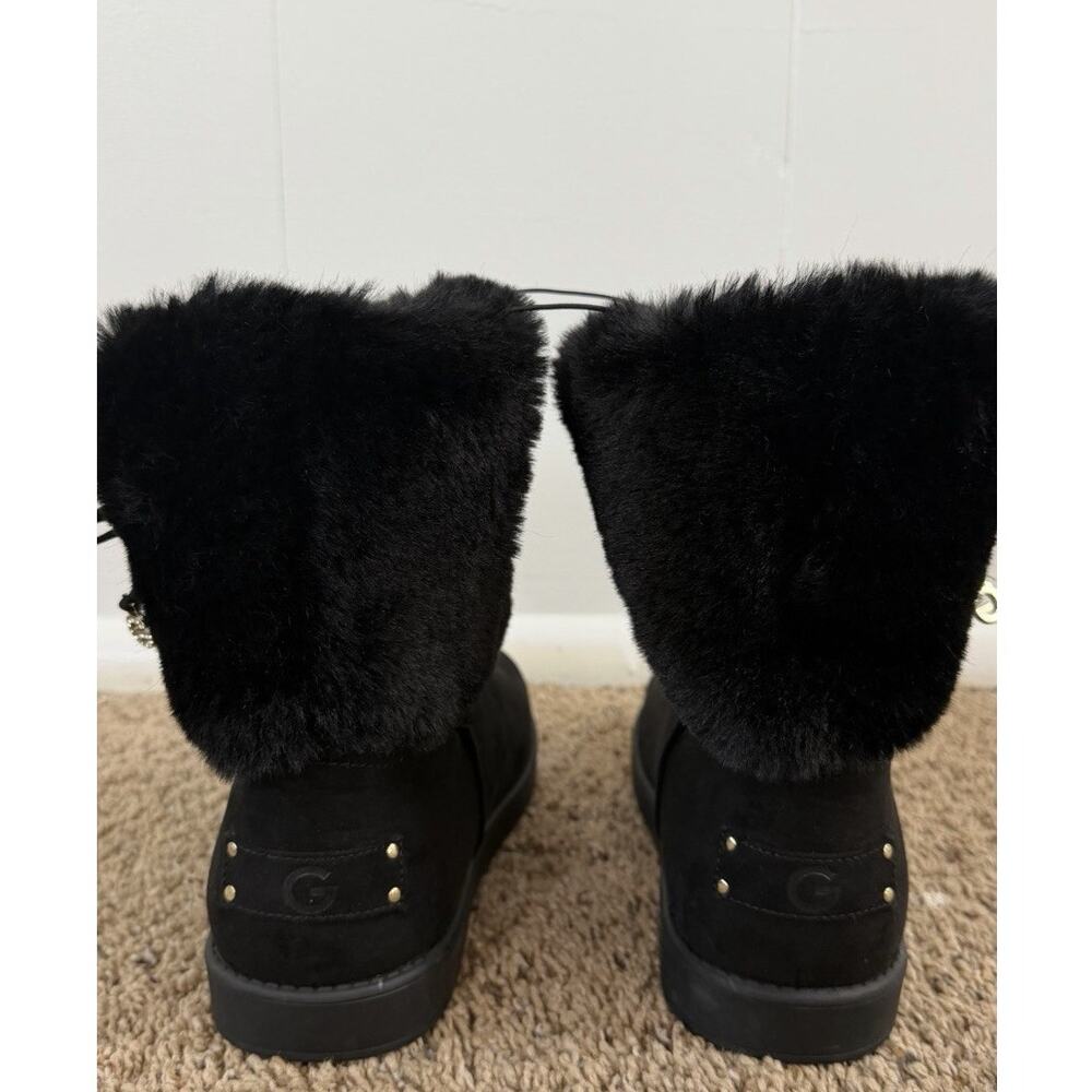 NEW GBG Los Angeles Faux Fur Winter Ankle Boots 10 Black Cozy Slip On Boots - Picture 4 of 6